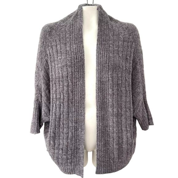 Barefoot Dreams Cable Knit Cardigan Sweater Shrug, Size S/M, Gray Soft Cozy Warm - Picture 1 of 7